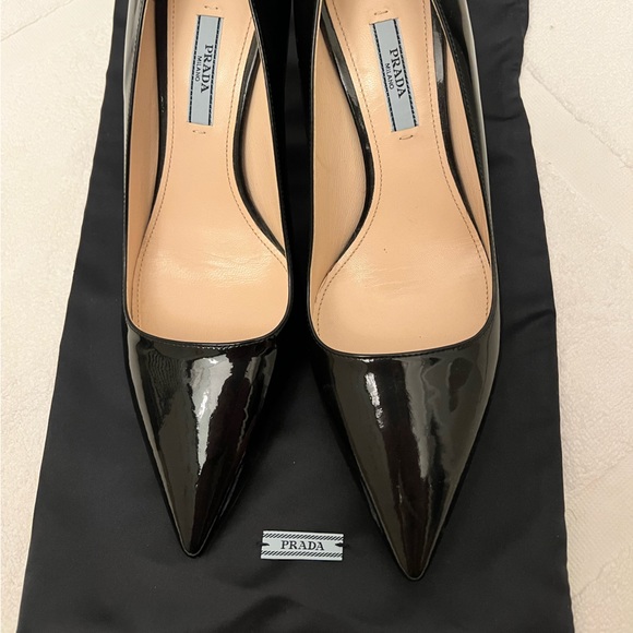 Prada Shoes - Prada Black Patent Pointed-Toe Pumps
